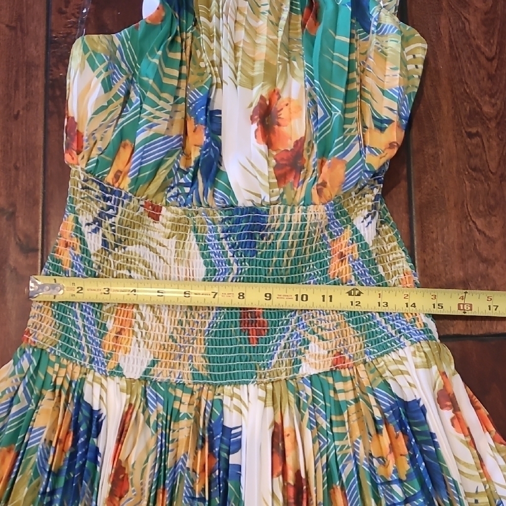 L'atiste Floral Multicolor Pleated Tie  Maxi Dress Size M - Picture 10 of 14
